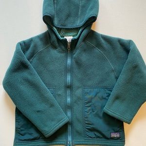 Kid’s PATAGONIA Reversible Sherpa Fleece Hoodie Jacket, XXS 4-6.